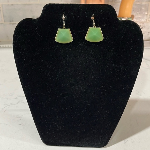Mint Green Geometric Earrings - Picture 2 of 3